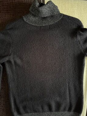 Black Turtleneck Sweater with metallic trim